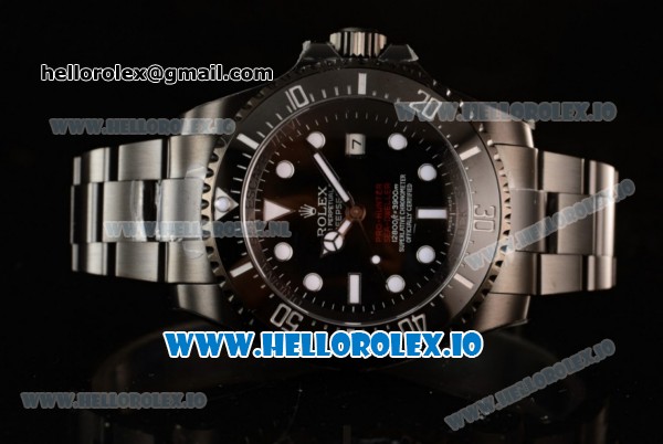 Rolex Sea-Dweller Clone Rolex 3135 Automatic PVD Case Black Dial With Dots Markers PVD Bracelet (BP) - Click Image to Close